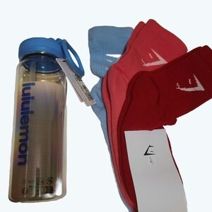 Lululemon Iridescent Water Bottle + Gymshark Socks 3PK NEW Sold Out Bundle